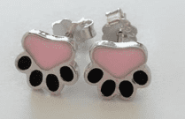 silver paw print earrings