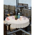 thumbnail image 2 of Fsddascl Spring Floral Outdoor Tablecloth - 60 Inch Round Dining Table Cover, Wildflower Beige Retro Garden Pastoral Waterproof Outdoor Table Cloth with Umbrella Hole & Zipper for Picnic/Patio/Party, 2 of 7