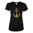 thumbnail image 2 of Trippy Mandala Nautical Colorful Mosaic Anchor | Womens Fashion Graphic T-Shirt, Black, Medium, 2 of 4
