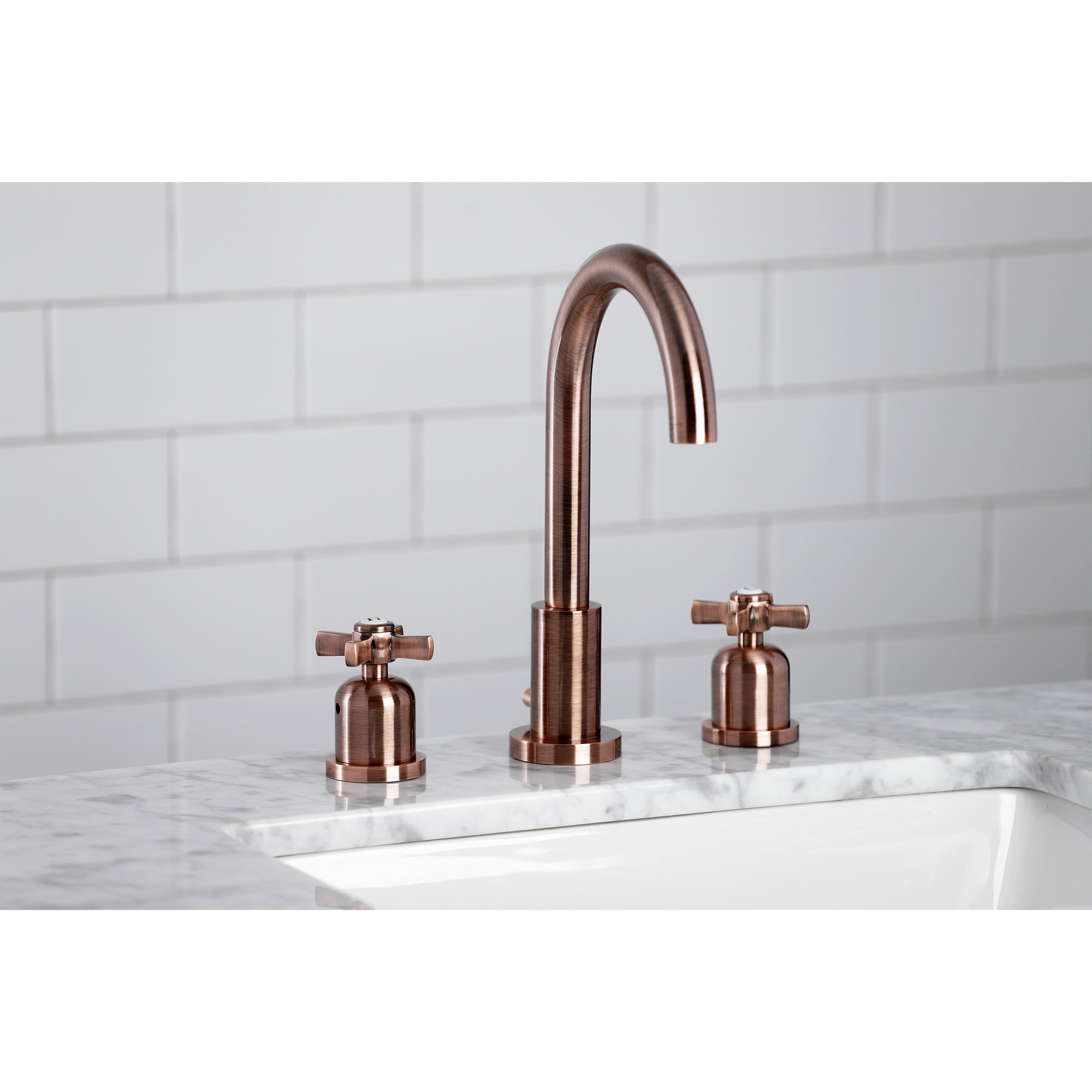 Kingston Brass FSC892ZXAC Millennium Widespread Bathroom Faucet with Brass Pop-Up, Antique Copper