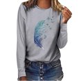 thumbnail image 1 of CEHVOM Hauts pour Femmes Col Rond Imprimé Manches Longues Décontracté Ample Blouse T-shirt Hauts, 1 of 5