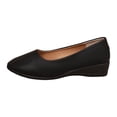 thumbnail image 6 of Wedges Heels for Women Retro Leather Slip on Low Wedge Dressy Shoes Casual Comfy Round Toe Walking Shoes Black Size 9, 6 of 6