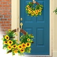 thumbnail image 3 of Clearance! Sunflower Wreaths, Artificial Greenery Wreath for Outdoor Front Door Indoor Wall or Window Décor Hanging Decorations 15.7x11.8in, 3 of 7