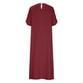 thumbnail image 6 of Hurxie Women's Summer Short Sleeve Button Down Shirt Dress A-Line Flared Maxi Long Beach Casual Dress Red,L, 6 of 7