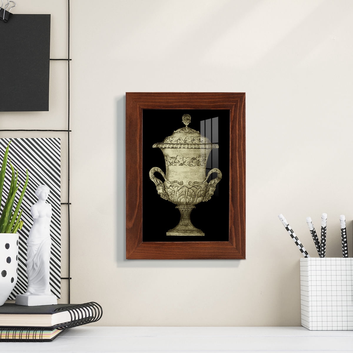 Garden Antiquities IV -Framed Print w/glass-Chestnut