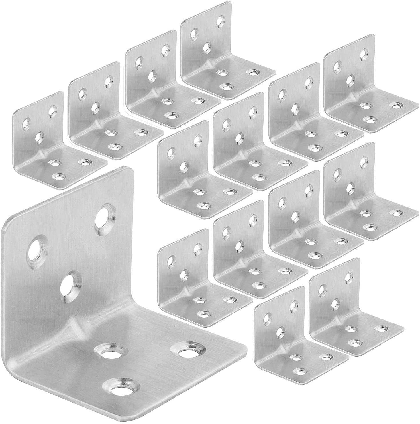 Thickened Angle Brackets,24pcs Stainless Steel L Bracket for Wood, 6