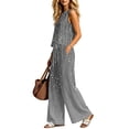 thumbnail image 6 of Cagogo Women's 2 Piece Sleeveless Tank Top Long Pants Set Casual Summer Outfits Loose Round Neck Tops Comfy Pants Matching Lounge Sets Boho Vacation Travel Clothes, Gray S, 6 of 6