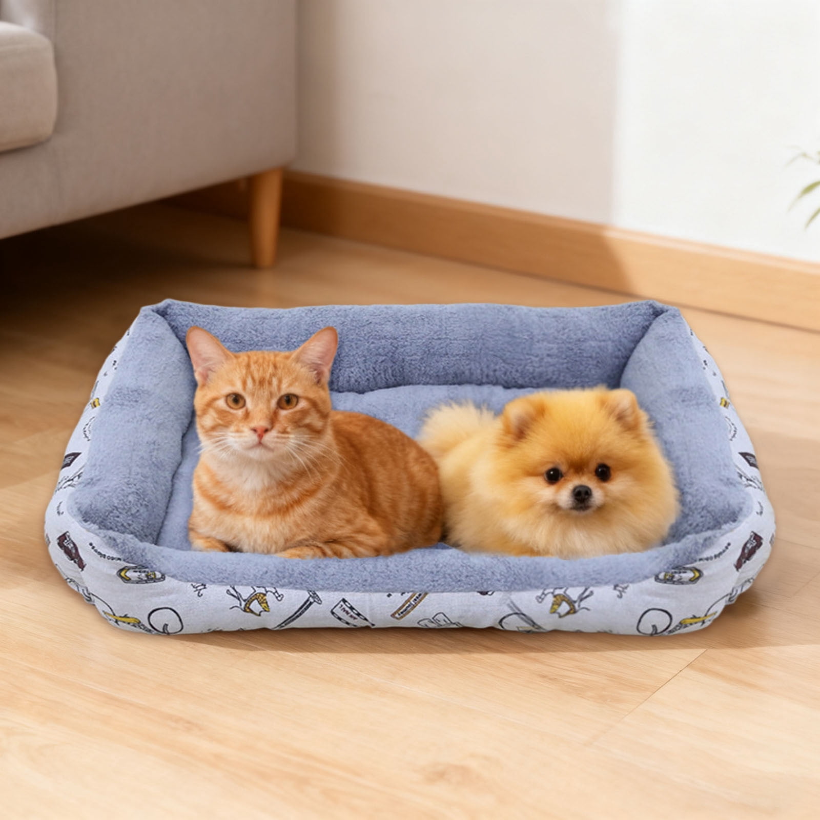 Rectangle Dog Bed Washable, Fluffy Sherpa Pet Bed with Anti- Bottom for Indoor Cats and Small Medium Dogs, Super Comfortable Anti-Anxiety Cuddler Sleeping Bed