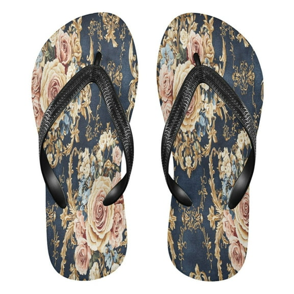 YAZAOOSummer Flip Flops Creatively Floral Ornate Simple Beach Sandals