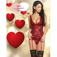 thumbnail image 4 of Babydoll de encaje para mujer con liga Mini Teddy Body Lencería sexy sin espalda Chemise Ormromra WRMH-1295-1, 4 of 7