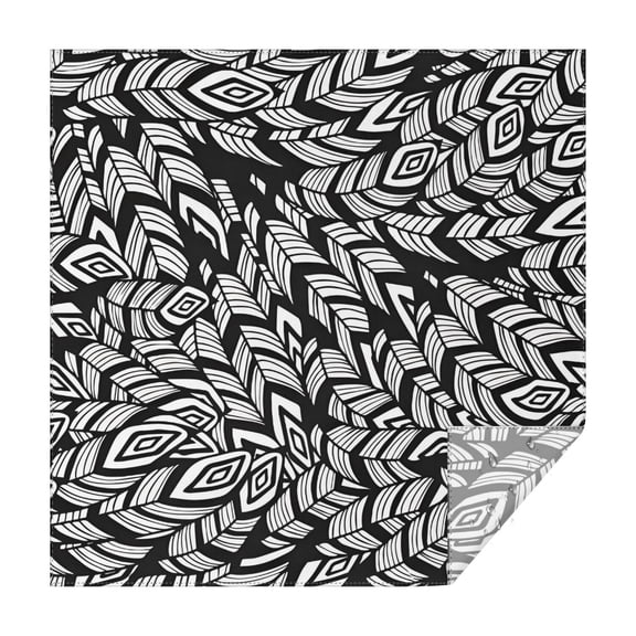 Black Boho Tribal Feathers Pattern Square Tablecloth,Waterproof Square Table Cover,Wipeable Spillproof Washable Table Cover for Home Kitchen Party Decor 42"X42"(107x107cm)