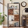 thumbnail image 2 of VECELO 5-Tier Bookshelf with Cabinet & Drawer, Industrial Wooden Bookcase Display Rack, Rustic Brown, 2 of 9