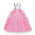 thumbnail image 4 of Vestido largo de actuación, vestido de malla colorido, vestido de princesa de actuación para niños con unicornio de Halloween, 4 of 6
