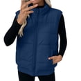 thumbnail image 2 of Women's Padded Vest Stand Collar Sleeveless Zip Front Warm Casual Fall Vest, 2 of 9