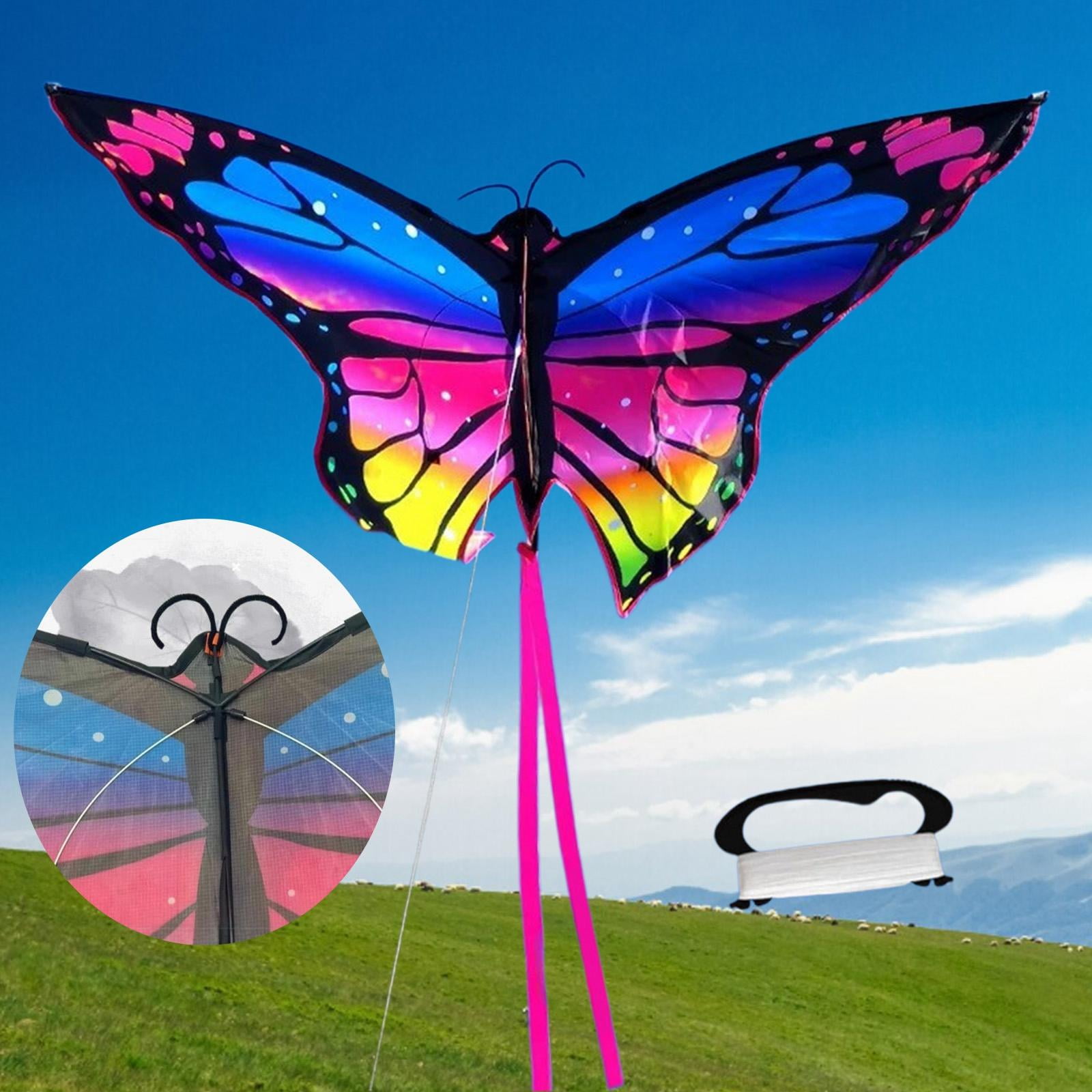 GARENDE Butterfly Kite Fun Beach Toy Single Line Kite Beautiful Portable Easy to Fly Big Blue Pink