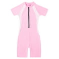 thumbnail image 2 of Alvivi Girls One-piece Rash Guard Zippered Shorty Wetsuit Swimsuit Short Sleeves Swimwear 8-16, 2 of 7