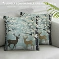 thumbnail image 3 of GOSMITH  Christmas Decorative Square Pillow Case Covers Closing for Home Sofa Decor Pillowcse Throw Cover Cushion,Landscape Deers Snow Tree,Ivory Gold, 3 of 5