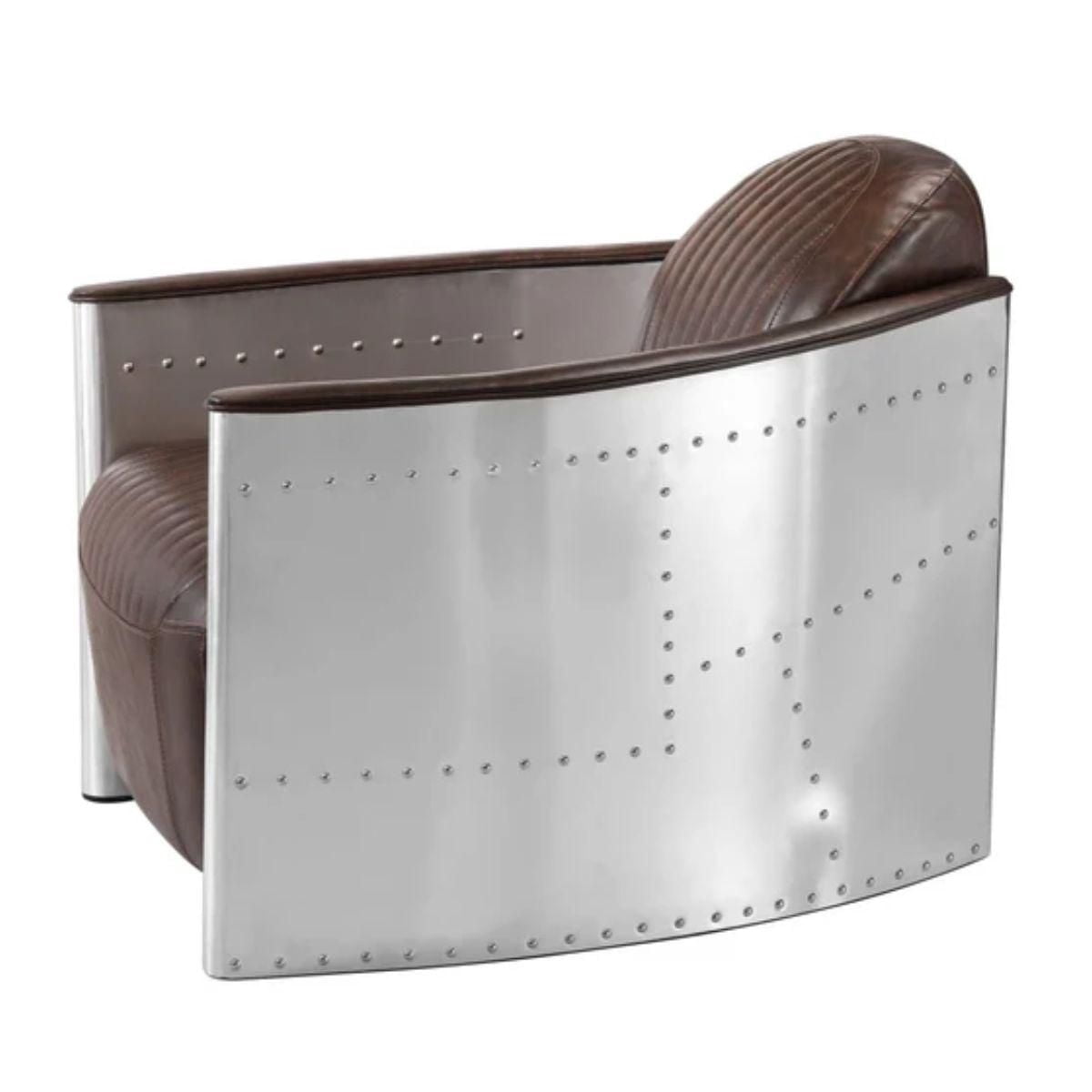 Kanalu Antique Lounge Chair with Expertly crafted with genuine leather and a sturdy riveted metal frame