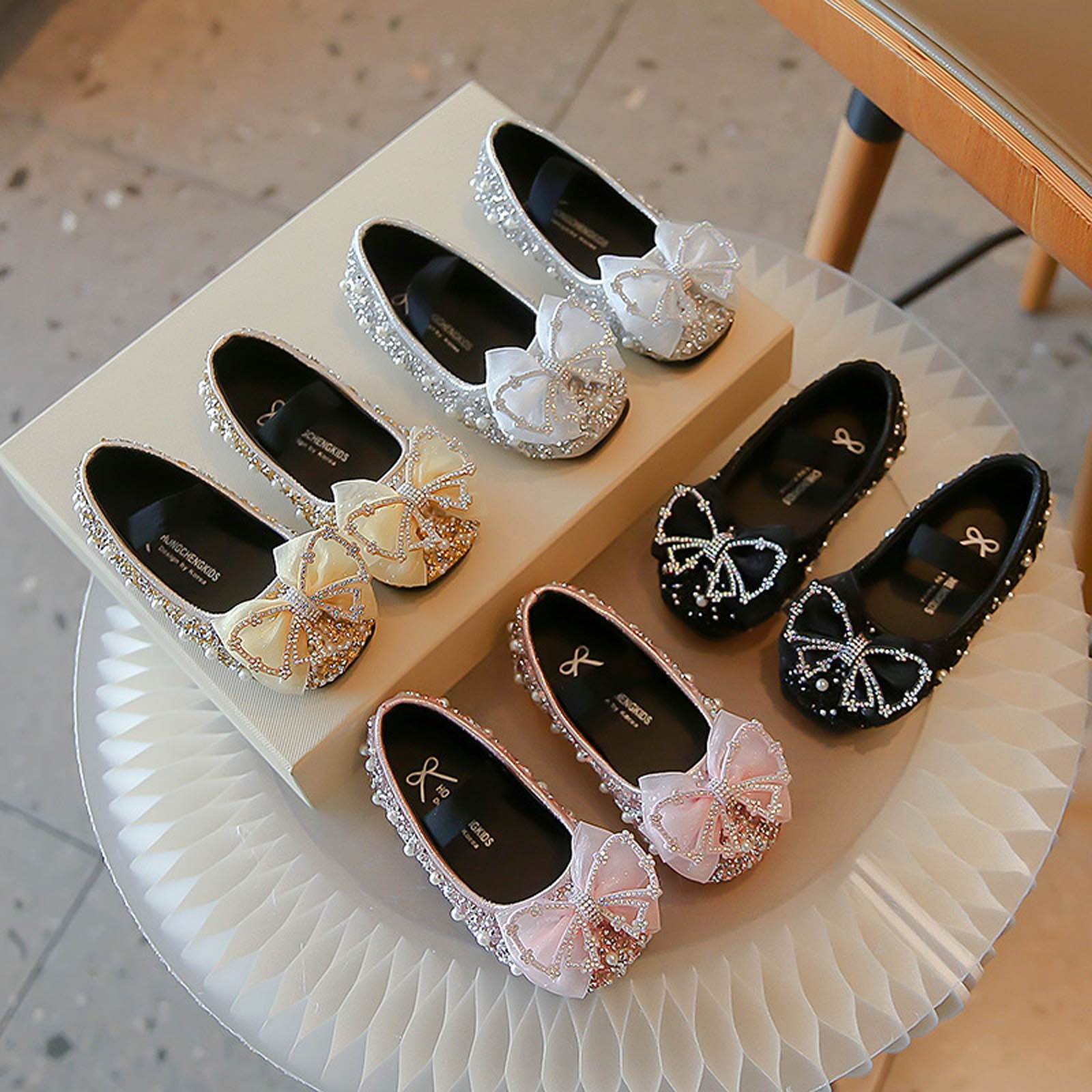 Jinhomg Shoes for Little Girls Wedding Flats Glitter Sparkly