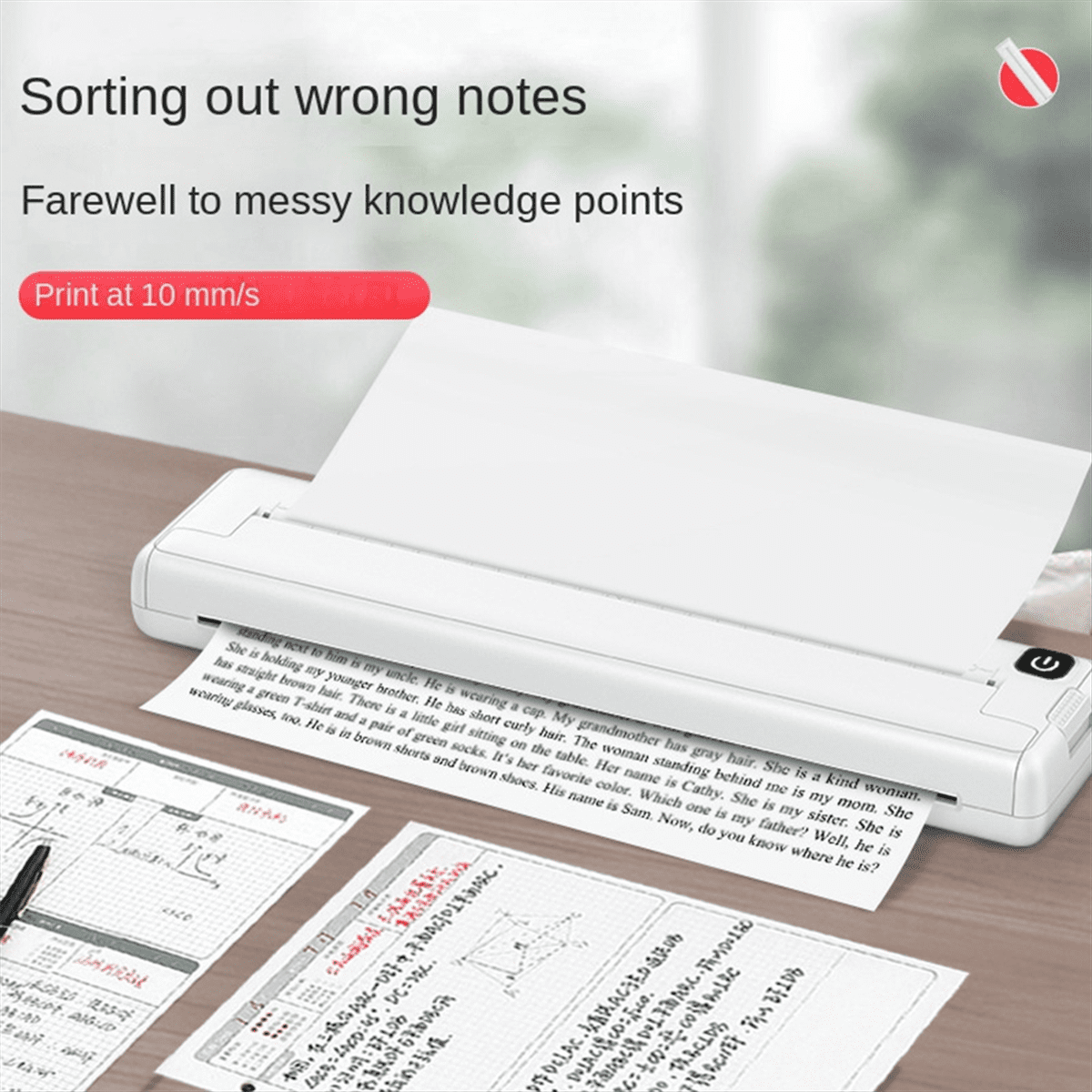Printer Inkless Portable A4 Thermal Printer Portable Home Office Bluetooth Wireless Handheld Printer