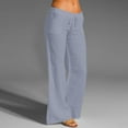 thumbnail image 2 of Summer Pants for Women High Waisted Wide Leg Pants Fashion Drawstring Elastic Trousers Comfy Straight Leg Long With Pockets Jean Women Polyester Track Rhinestones High Waist Sequin Grey XL, 2 of 5