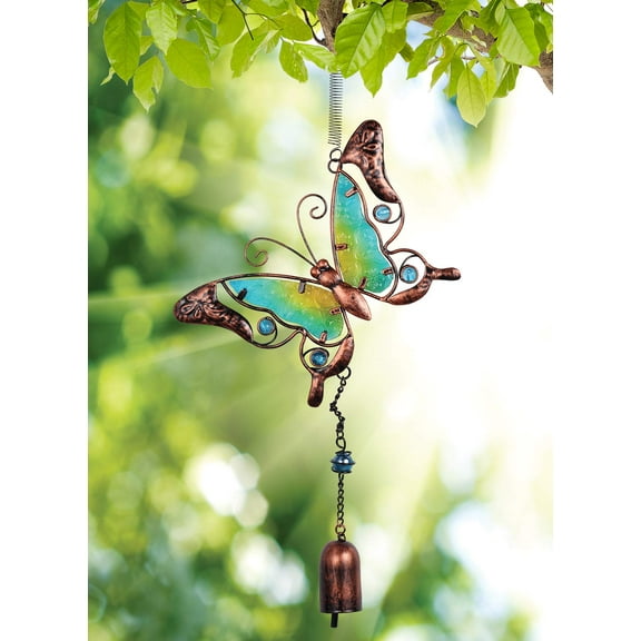 Sunset Vista Designs Metal and Glass Butterfly Bouncy Hanging Decoration