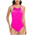 thumbnail image 2 of Summer Saving pimelu Bathing Suit for Women One Piece Swimsuit for Women Modest Swimsuit Tankini with Padded Fashion Mesh Patchwork Slim Halter Bathing Suit Womens Swimsuits Tummy Control, 2 of 5