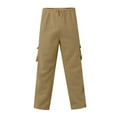 thumbnail image 4 of Men's Cargo Sweatpants Open Bottom Fleece Hiking Jogger Cargo Sweatpants for Men with Pockets Khaki L, 4 of 5