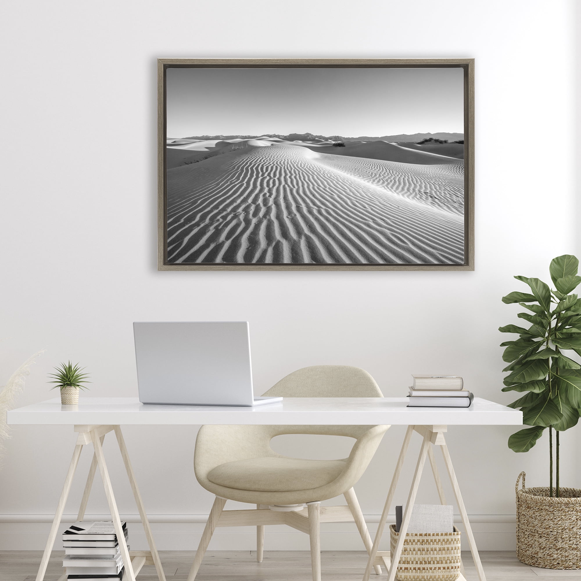Stupell Industries Sand Waves In The Distance Brown Framed Floater Canvas Wall Art, design by Jon Evan