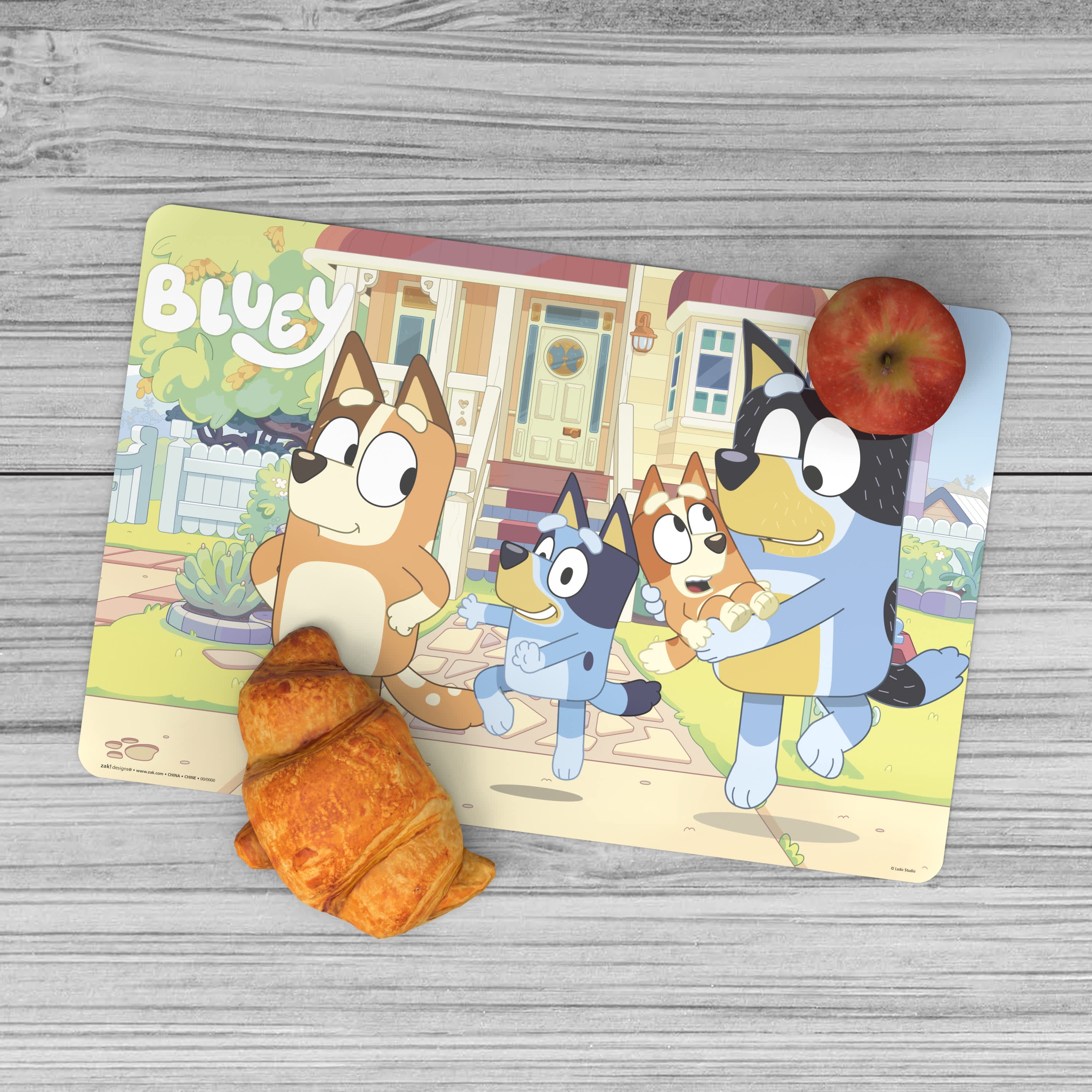 (2 pack) Zak Designs 11.8" x 17.6" Bluey Reusable Kids Plastic Placemat, Bandit, Bluey and Friends