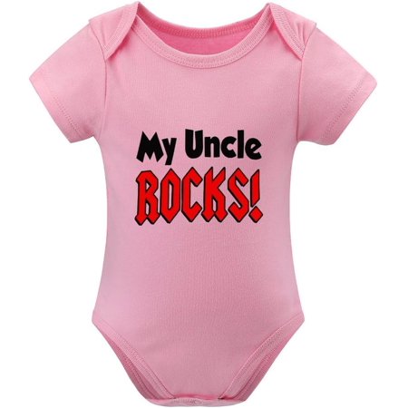 

My Uncle Rocks Outfit for Baby Boy Short Sleeve Baby Girl Romper Newborn White Romper for Baby Girls 0-3 Months
