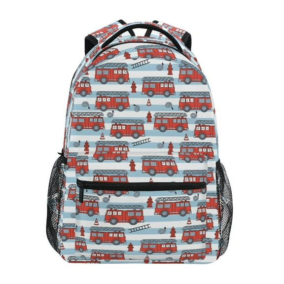 ALAZA Stylish Backpack Cartoon Fire Truck Elementary Bookbag Personalized Laptop School Bags Travel Daypack