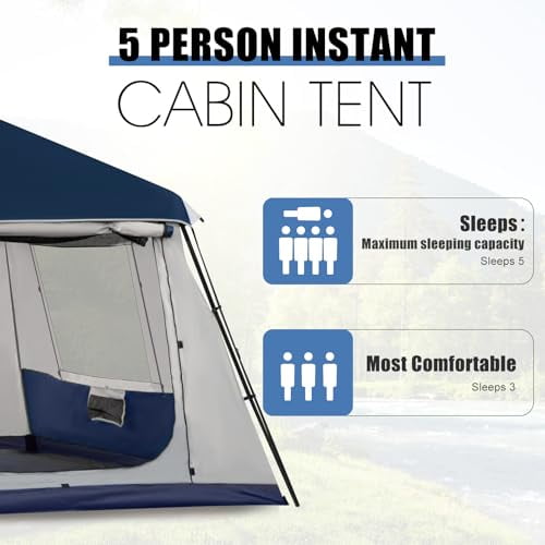 YOLENY Instant Cabin Tent 4/6/8/10 Person, Family Large Camping Tent, 60s Easy Setup with Rainfly & Waterproof Portable with Carry Bag for Family Activities, 4 Season