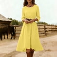 thumbnail image 5 of Odbmxy Cotton Linen Womens Midi Dress Long Sleeve A-Line Fall Dressy Business Dress Women Plain Loose Flowy, 5 of 7