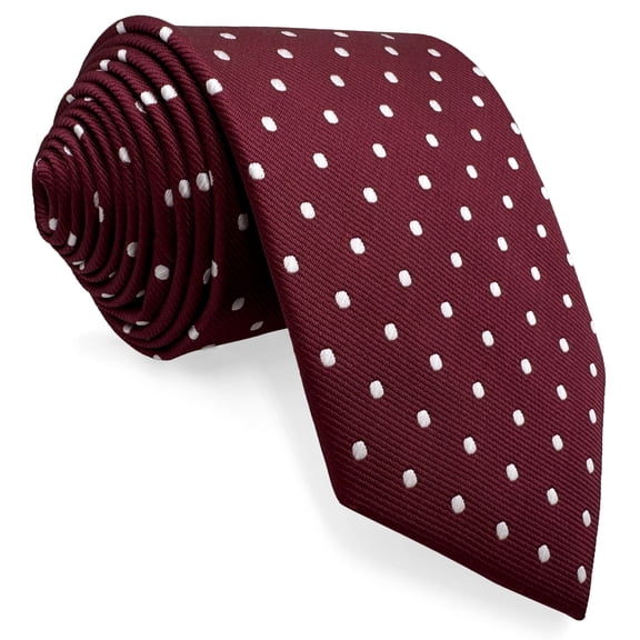 S&W SHLAX&WING Tie Sets for Men Wedding Necktie Red Burgundy Dot Classic Size 57.5"
