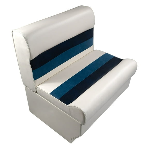 Horizon Manufacturing Premium Series 28" Pontoon Bench Seat Cushion Set W/BASE White/Navy/Blue 3000AADK