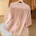 thumbnail image 4 of Fznquz Tops for Women Trendy Summer Casual Vintage Shirt Vintage 2025 Pink Embroidered Blouses Women, 4 of 9