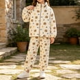 thumbnail image 7 of ITSAME Girls Fleece 2-Piece Outfit Zip Up Jacket and Jogger Pants Cute Print Fall Winter Warm Casual Set White Size 12, 7 of 7