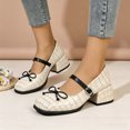 thumbnail image 2 of IEMIEMIEM Women's Chunky Heels Mary Jane Shoes Classic PU Leather Pumps Round Toe Bow Patent Strap Buckle Dress Shoes Casual Daily Work Versatile 8.5 wide, 2 of 6