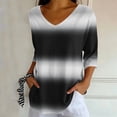 thumbnail image 6 of Gswybco 3/4 Sleeve Shirts for Women Casual Print Loose T-Shirt Dressy Blouse Sporty Business Work Pullover Tops V-Neck Tunic Tops, 6 of 7
