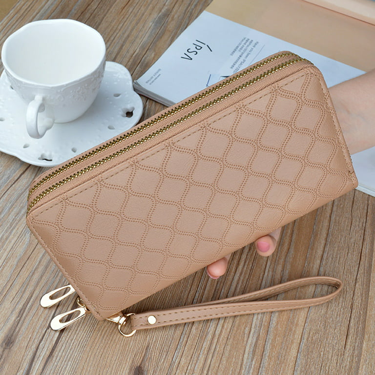 Womens Wallet Leather RFID Blocking Purse Credit Card Clutch,apricot，G172105