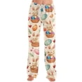 thumbnail image 5 of Easter Pajamas Women Drawstring Stretch Waist Trendy Pjs Cute Easter Egg Print Comfy Wide Leg Pants (Beige,2XL), 5 of 5