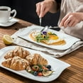 thumbnail image 2 of MALACASA, Series Elvira, 2-Piece Porcelain Rectangular Plate Dinnerware Set, Ivory White Dinner Set, (11”, 13.25”), 2 of 6