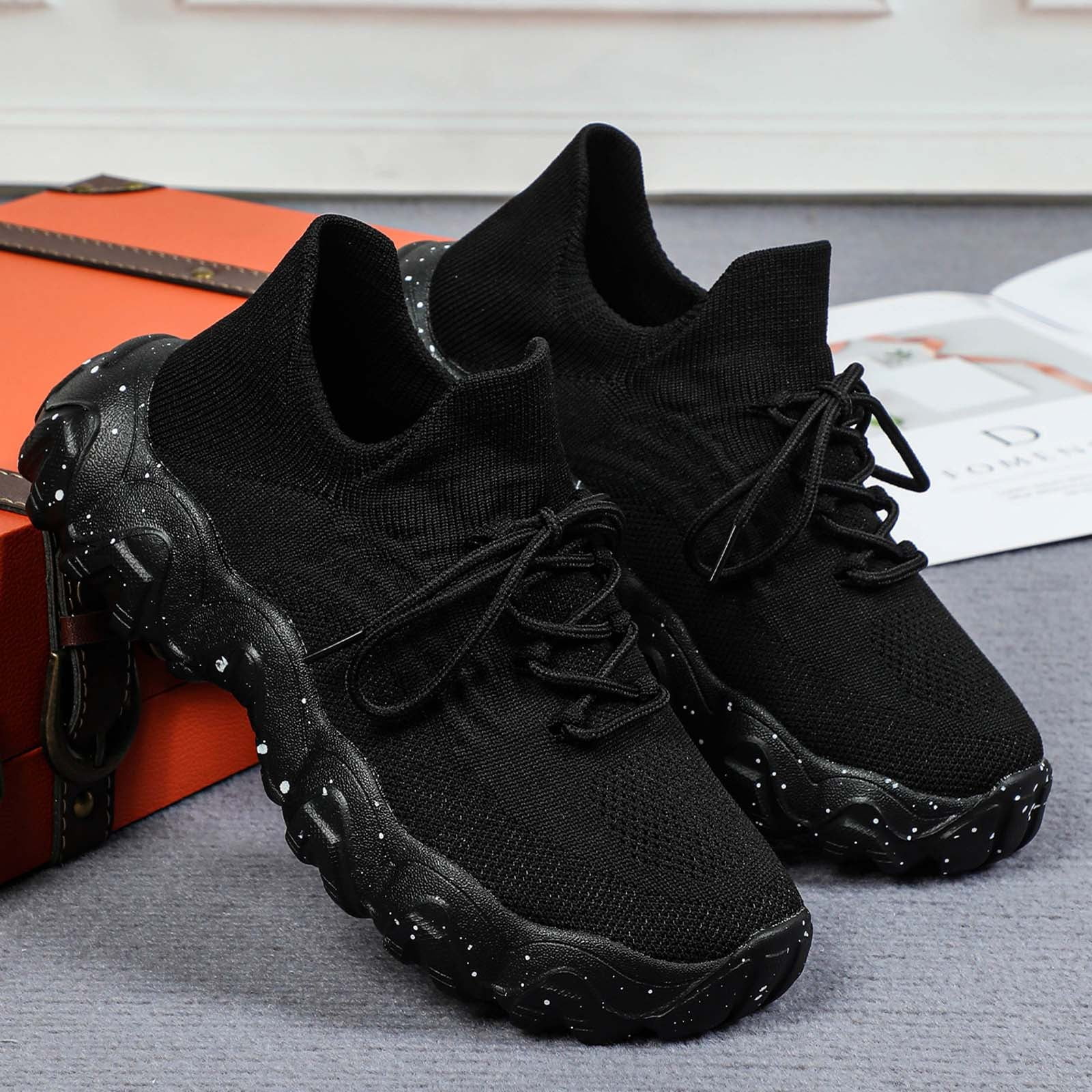 Dakaela Nurse Shoes for Women Classic Mesh Breathable Lightweight Non Slip Orthopedic Sneakers Black 8