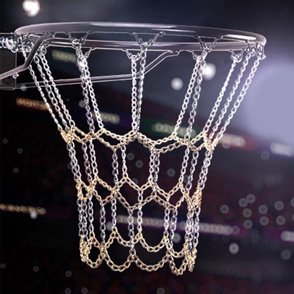 Yihuala Braided Metal Chain Basketball Net Outdoor Goal Basketball Net Replacement Outdoor Goal Training Basketball Net