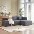 thumbnail image 4 of Miniyam Family 96" Sectional Couch, Easy-to-Carry Boxed Design, Built with Sturdy Comfort and Cozy Corduroy Fabric (Dark Gray, Right Facing), 4 of 8
