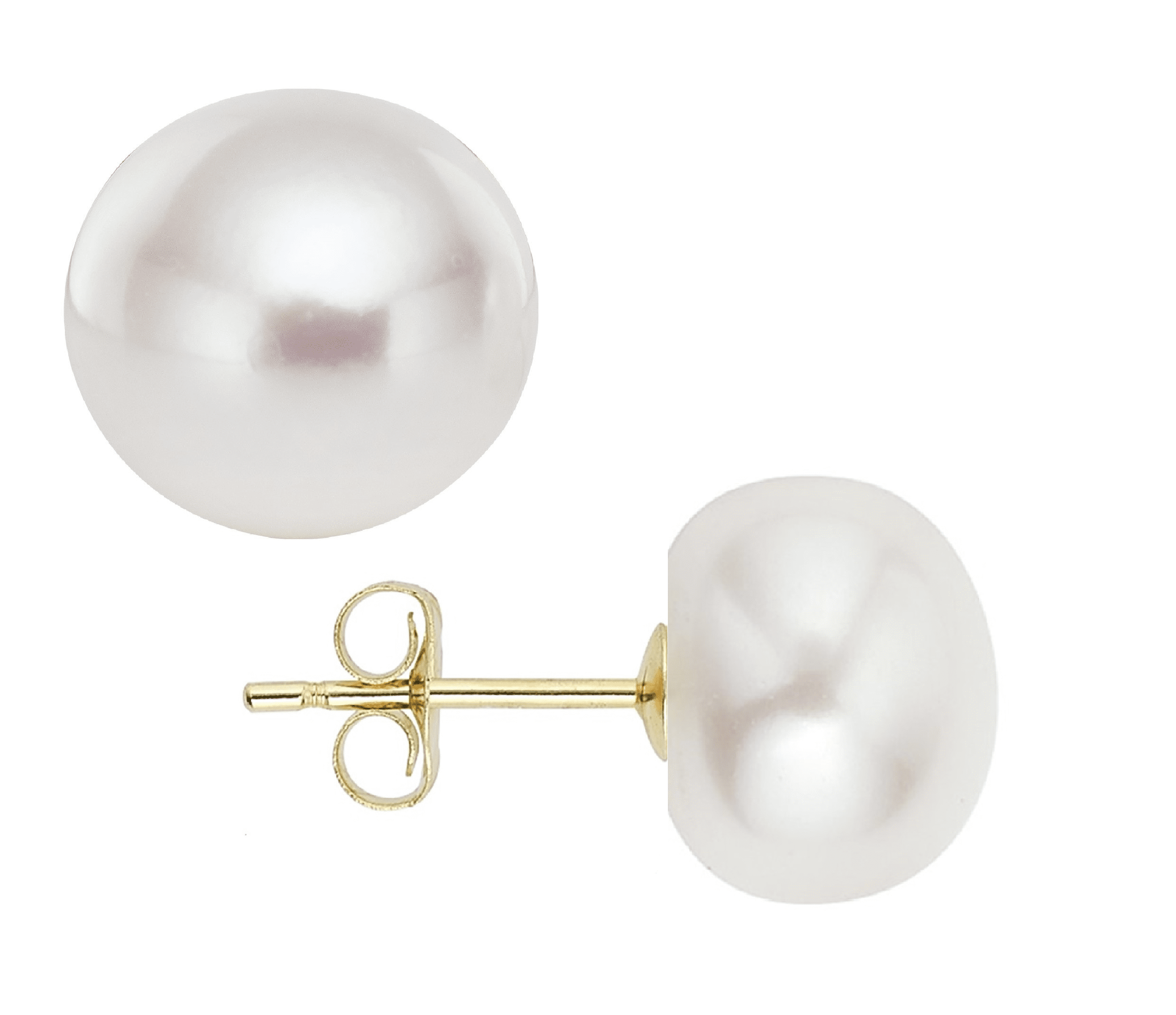 Genuine Freshwater Pearl 14K Solid White Gold Stud Earring Size Choice for Women 