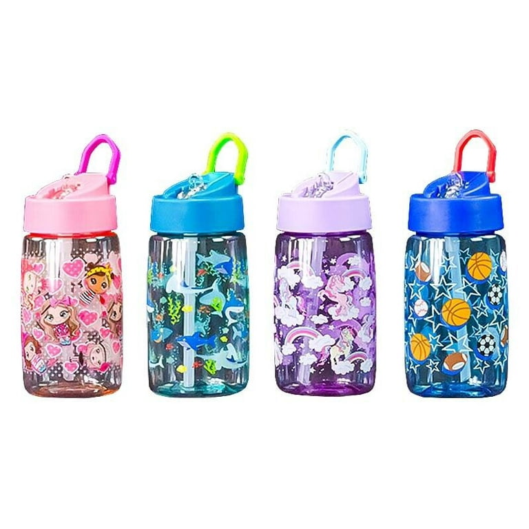 Kids Water Bottle With Straw Sealed Flip Top Lid Bottle Large Capacity  720ml Cute Cartoon Design Beverage Containers Clear Water Bottle with  Removable Shoulder Strap Water Bottle for Kids A 