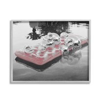 Stupell Industries Disco Balls Pool Float Abstract Painting Gray Framed Art Print Wall Art, 20 x 16