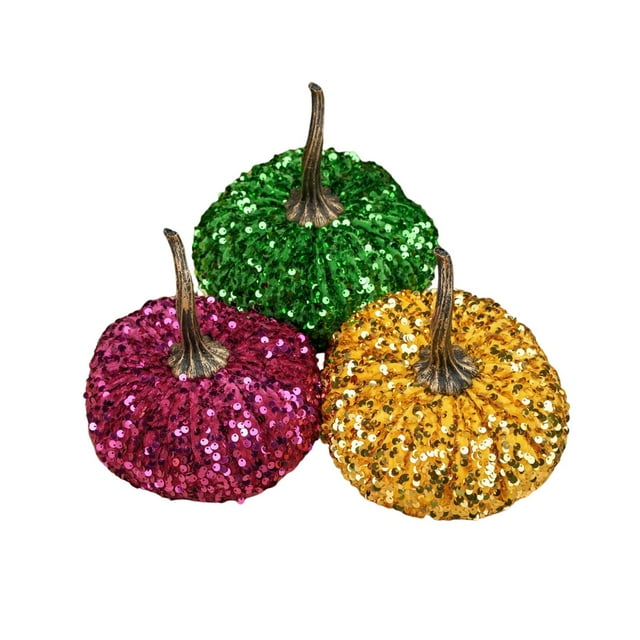Lipstore 3Pcs Thanksgiving Pumpkins Velvet Pumpkins Faux Pumpkins Artificial Pumpkins for E